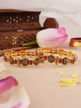 Antique Ruby with Lakshmi Gold Kada bangle