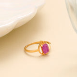 Elegant Ruby Style Bar Gold Ring