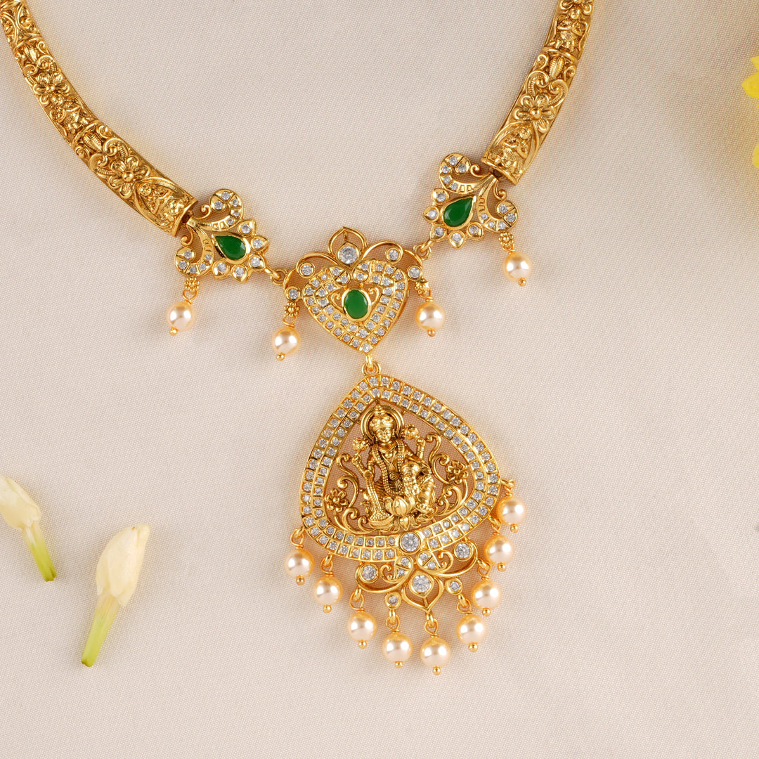 Temple Lakshmi & Pearl Ball Necklace