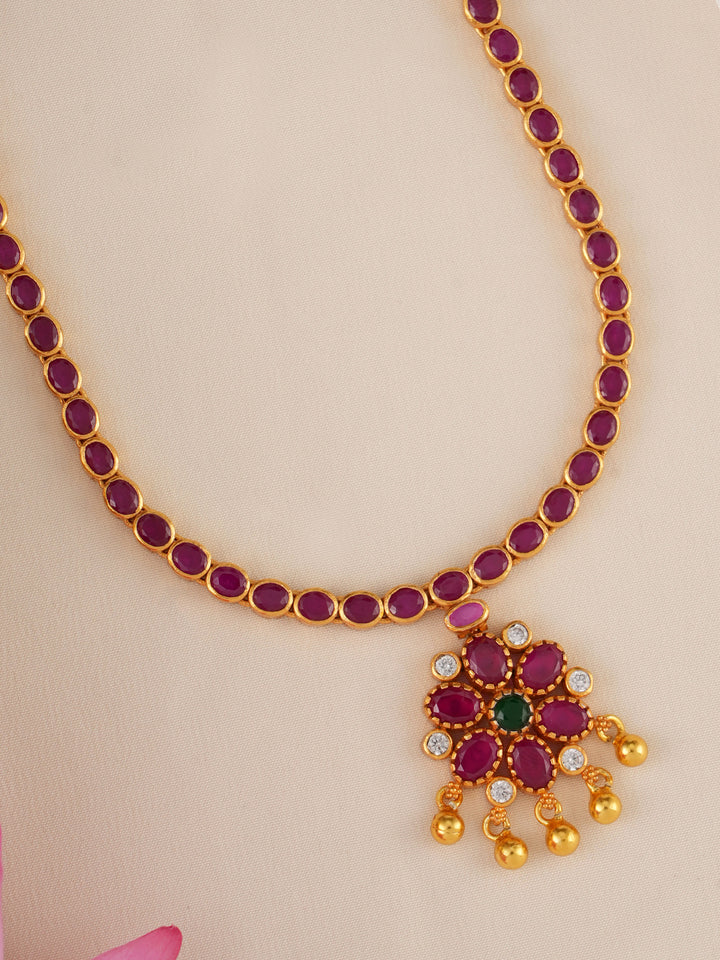 Kempu Ruby Stone Gold Plated Necklace