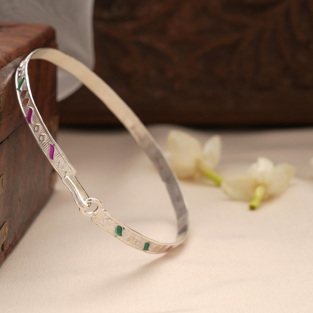 Heritage Inspired Silver Valaikappu Bangle