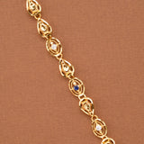 Oval Leaf Blue Stone Casting Golden Bracelet