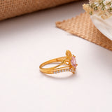 Pink Cherry Blossom Golden Ring