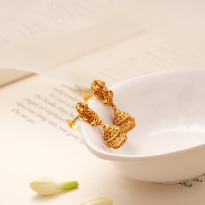 Traditional Golden Nagas Lakshmi Jhumkas