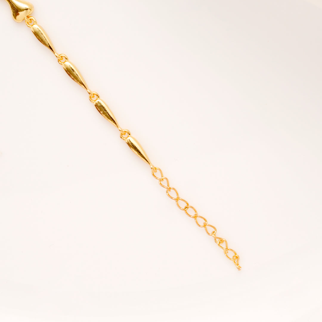 Smooth Curve Golden Link Silver Bracelet