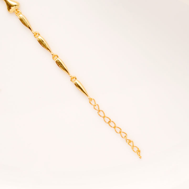 Smooth Curve Golden Link Silver Bracelet