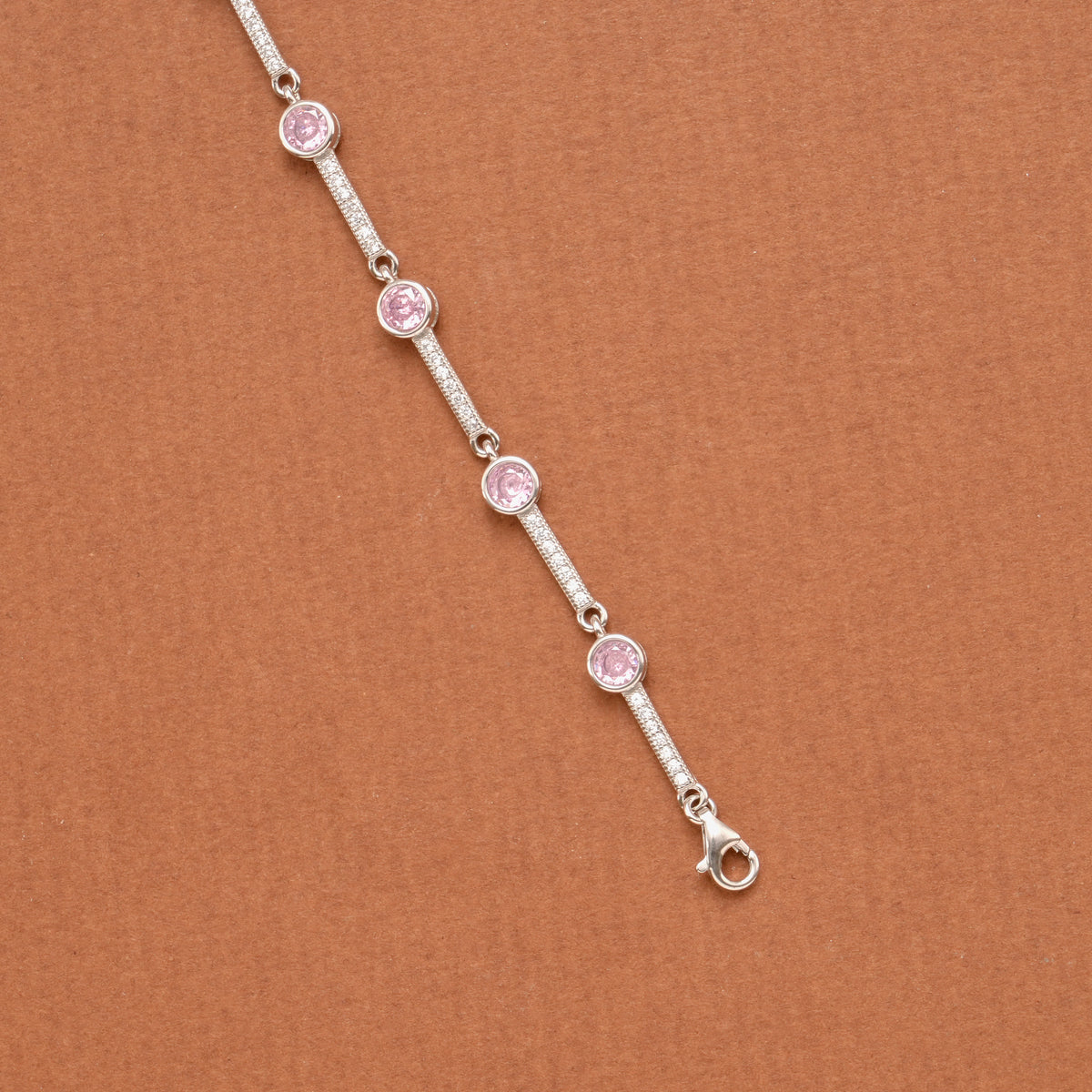 Cute Baby Pink Stone Silver Women’s Bracelet