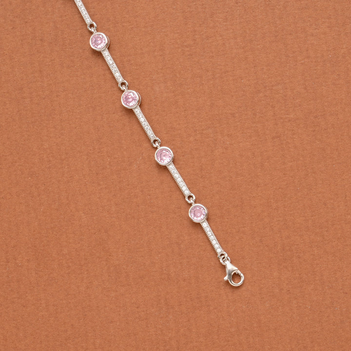 Cute Baby Pink Stone Silver Women’s Bracelet