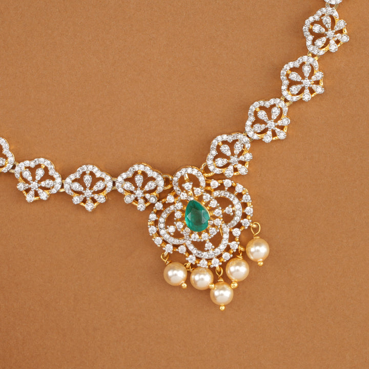 Emerald with Floral Design Swarovski Necklace