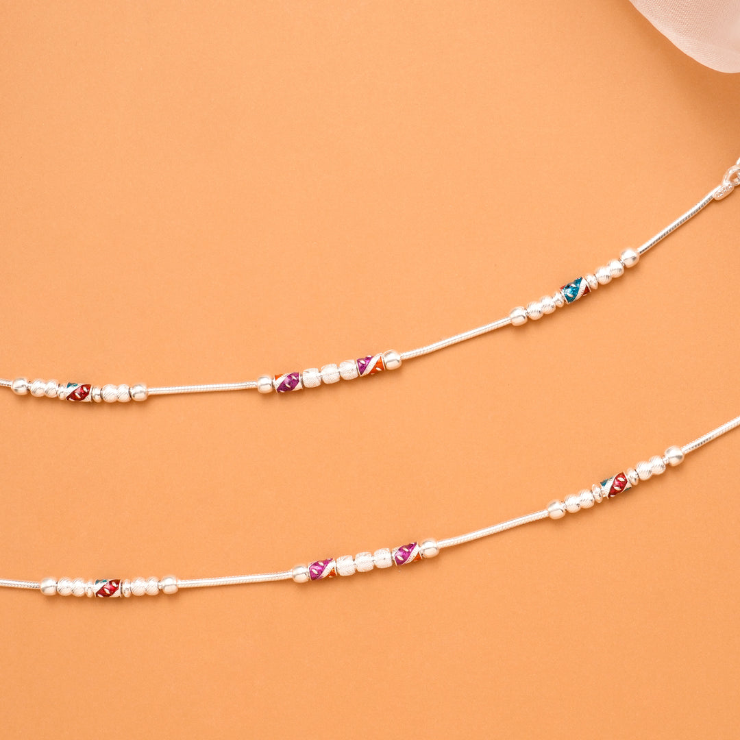 Prism Sparkle Silver Balls Anklet