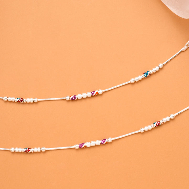 Prism Sparkle Silver Balls Anklet