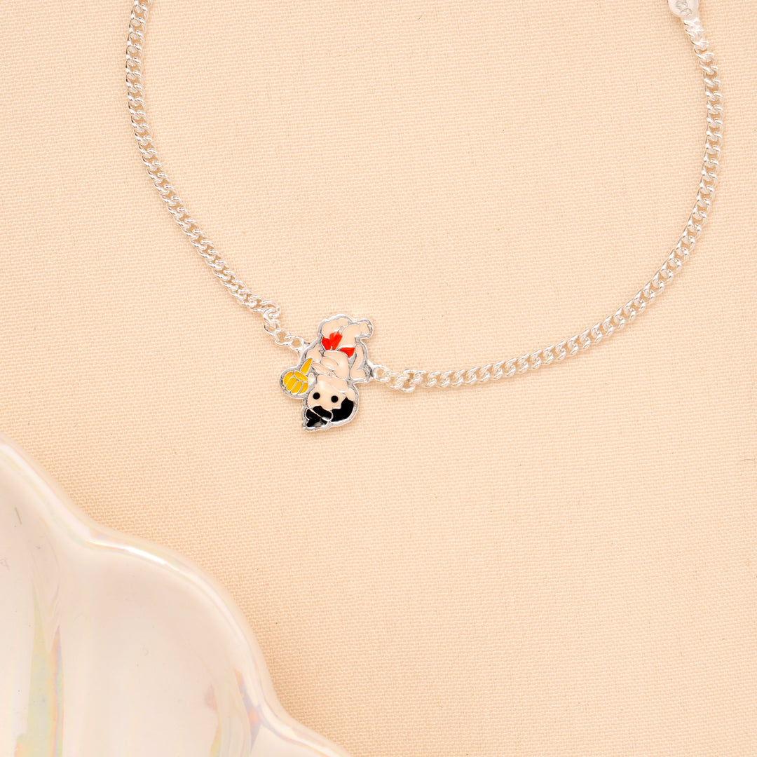 Cute Cartoon Baby Enamel Silver Bracelet