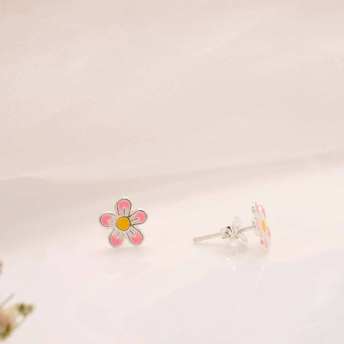 Silver Mini Flower Enamel Stud