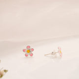 Silver Mini Flower Enamel Stud
