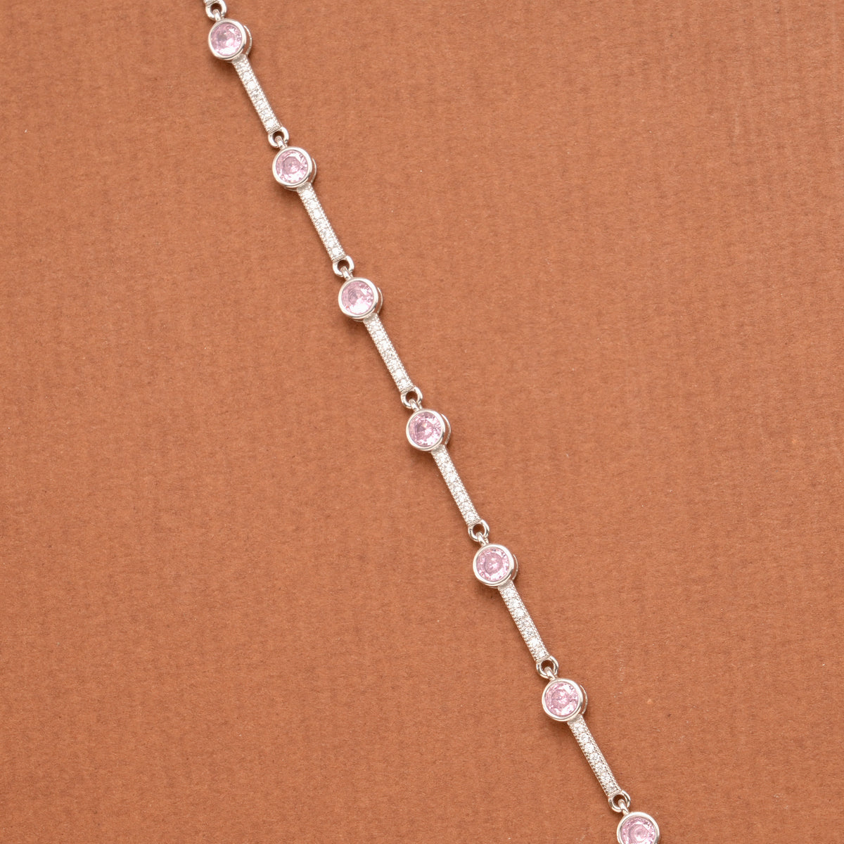 Cute Baby Pink Stone Silver Women’s Bracelet