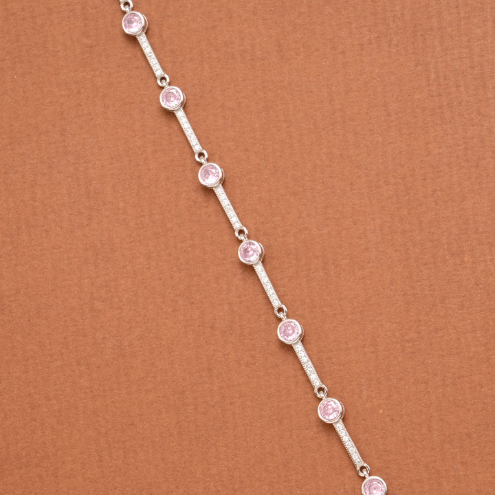 Cute Baby Pink Stone Silver Women’s Bracelet