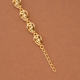Oval Leaf Blue Stone Casting Golden Bracelet