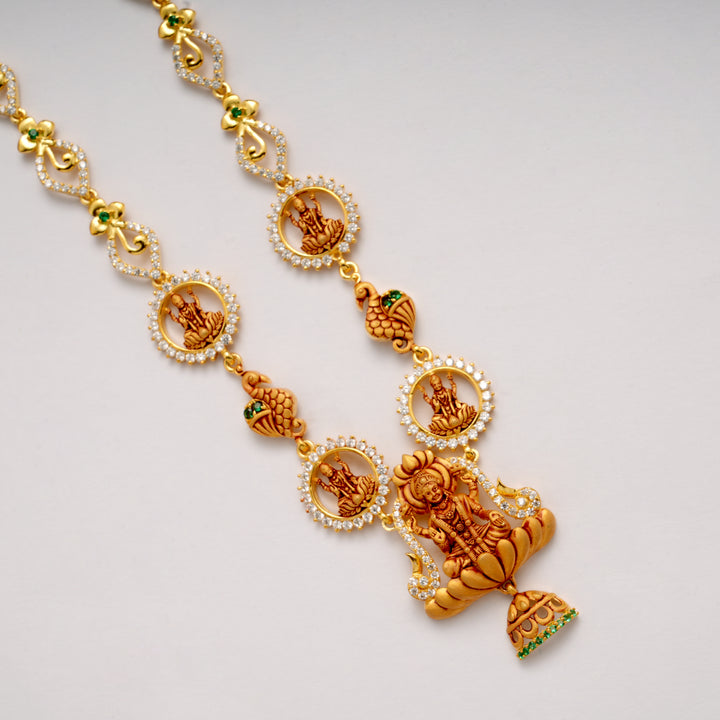 Lakshmi with Swan Motif Golden Necklace Set