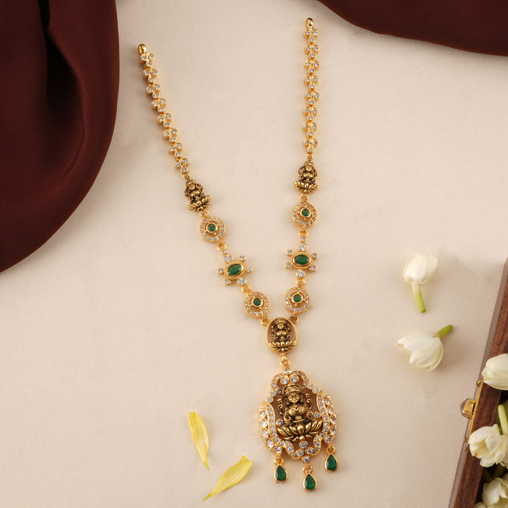 Antique Emerald Drop Lakshmi Necklace