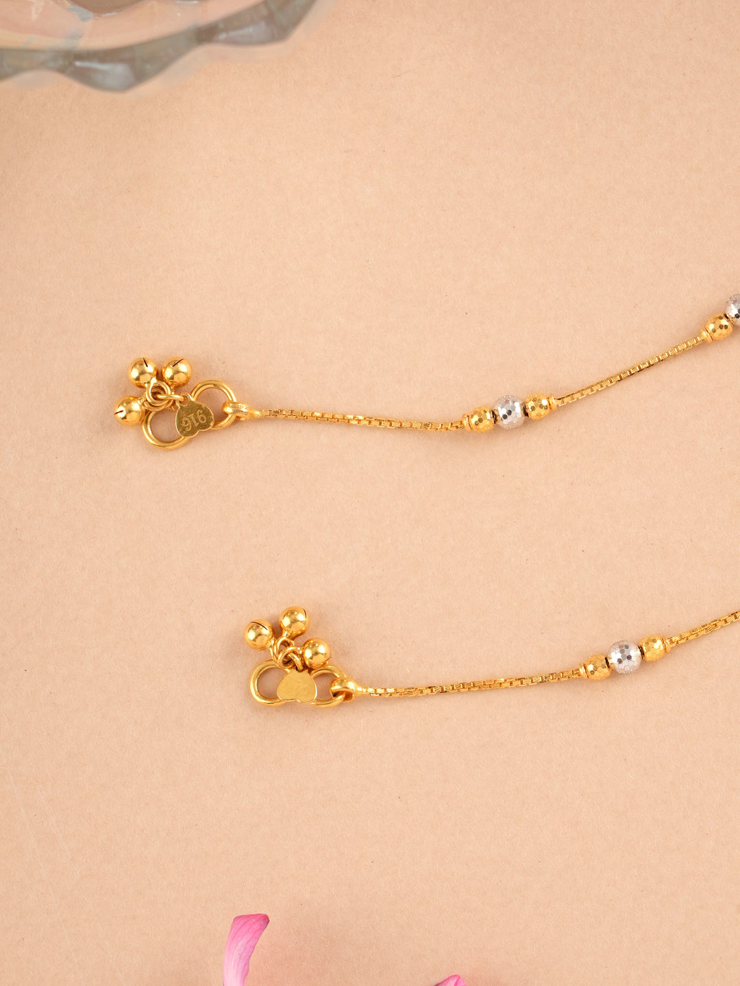 Dual Toned Gold Beads Anklet for Kids