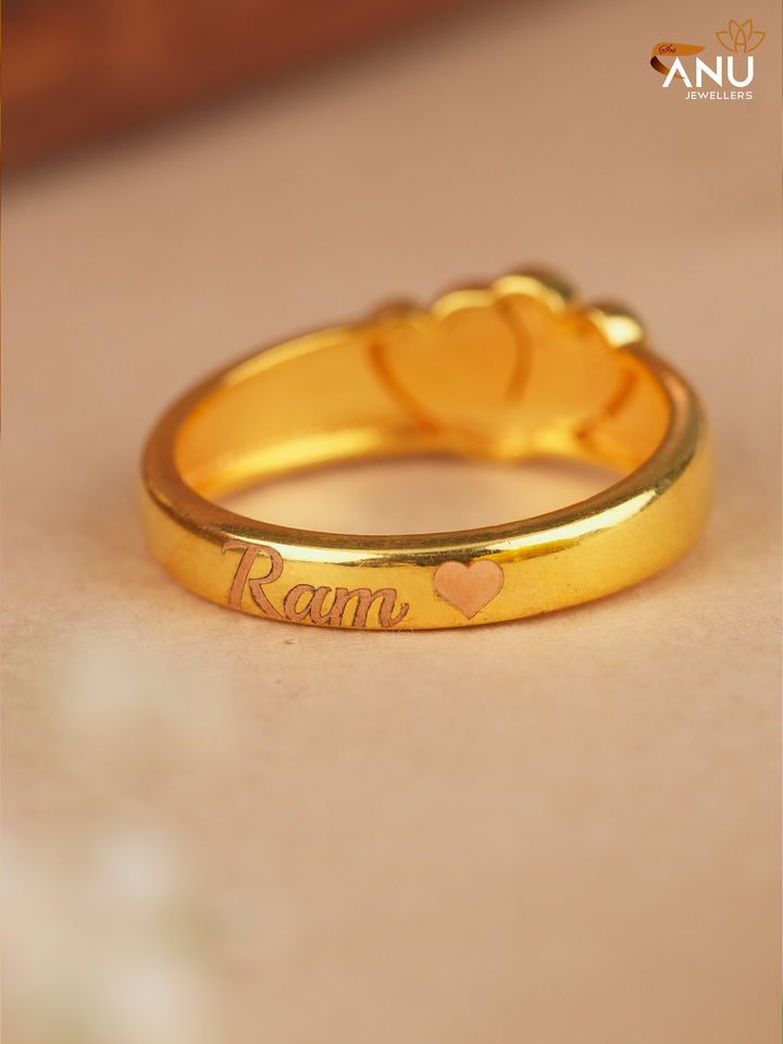 Fingerprint Heart with Name Couple Ring