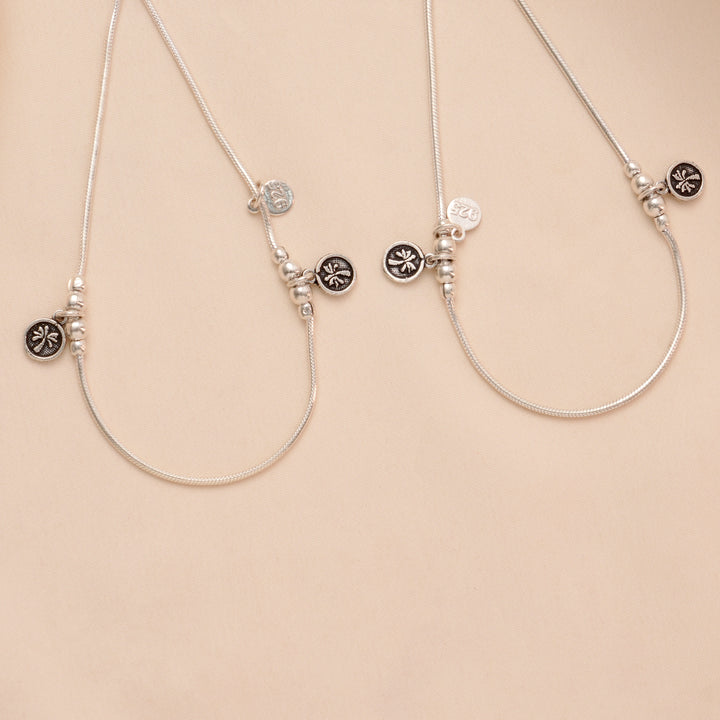 Graceful Antique Silver Charm Anklet