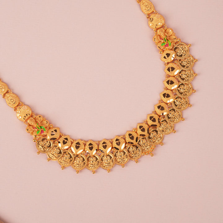 Traditional Goddess Lakshmi Gold Kasu Necklace