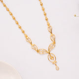 Flower Leaf Pattern Golden Necklace Set