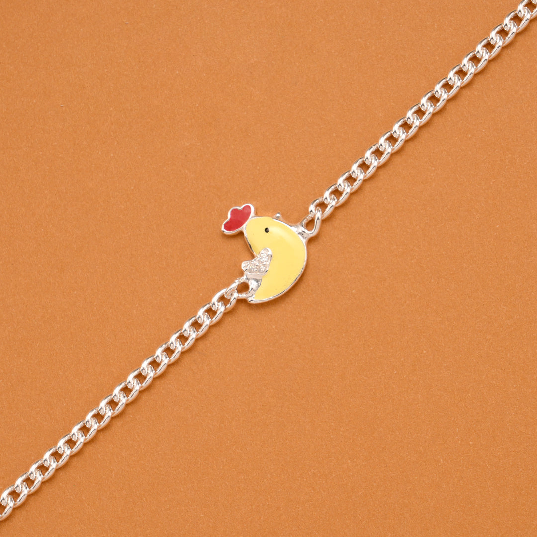 Tiny Yellow Duckling Enamel Silver Baby Bracelet