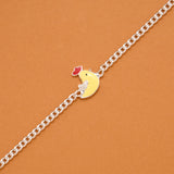 Tiny Yellow Duckling Enamel Silver Baby Bracelet