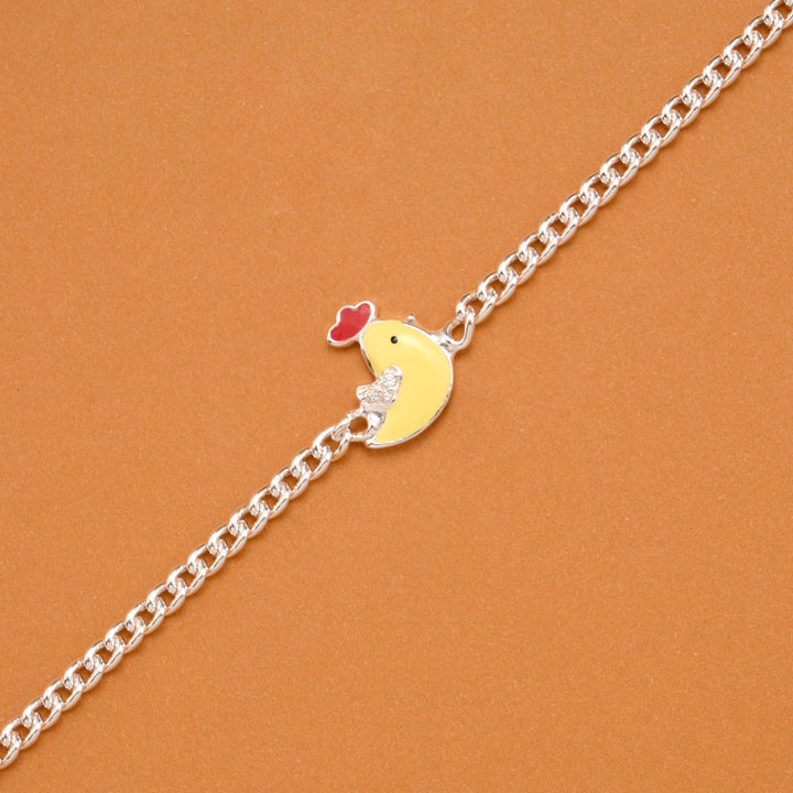 Tiny Yellow Duckling Enamel Silver Baby Bracelet