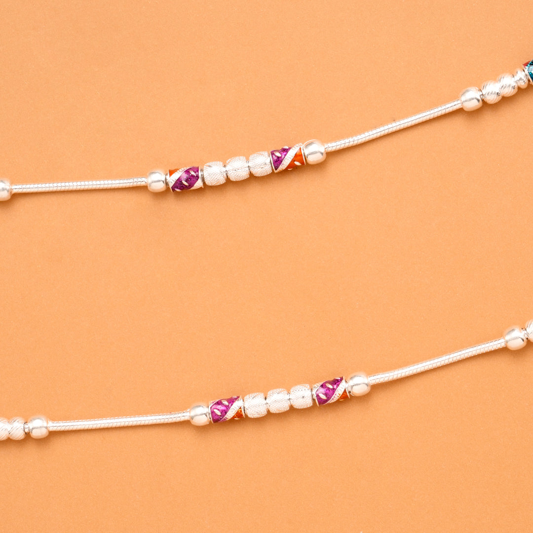 Prism Sparkle Silver Balls Anklet