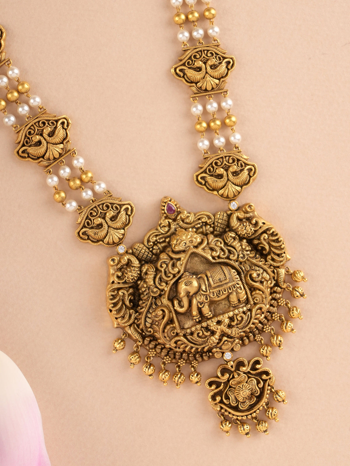 Gold Ball and Pearl Layered with Elephant Haram