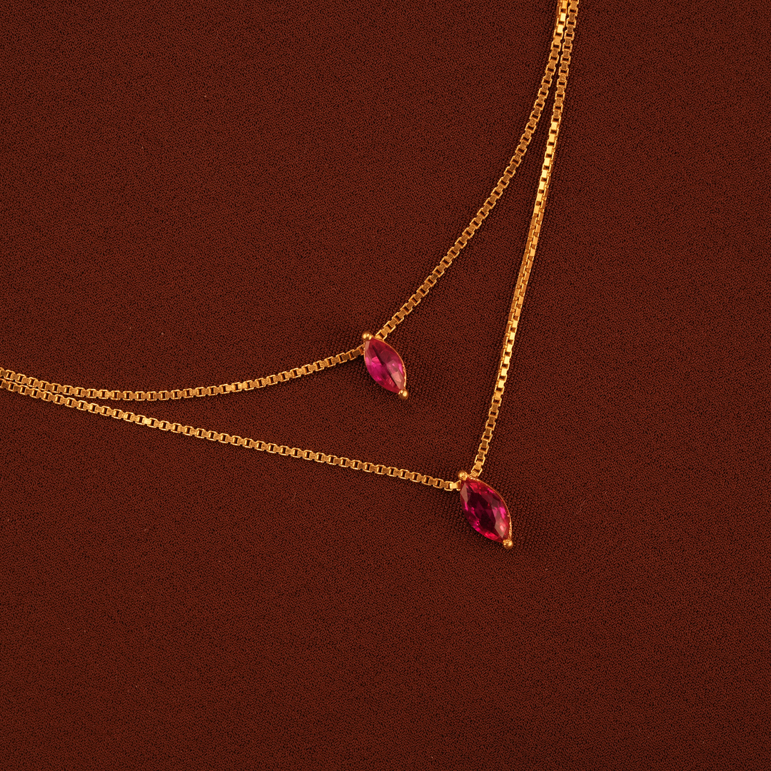Dual Layer Marquise Ruby Gold Chain