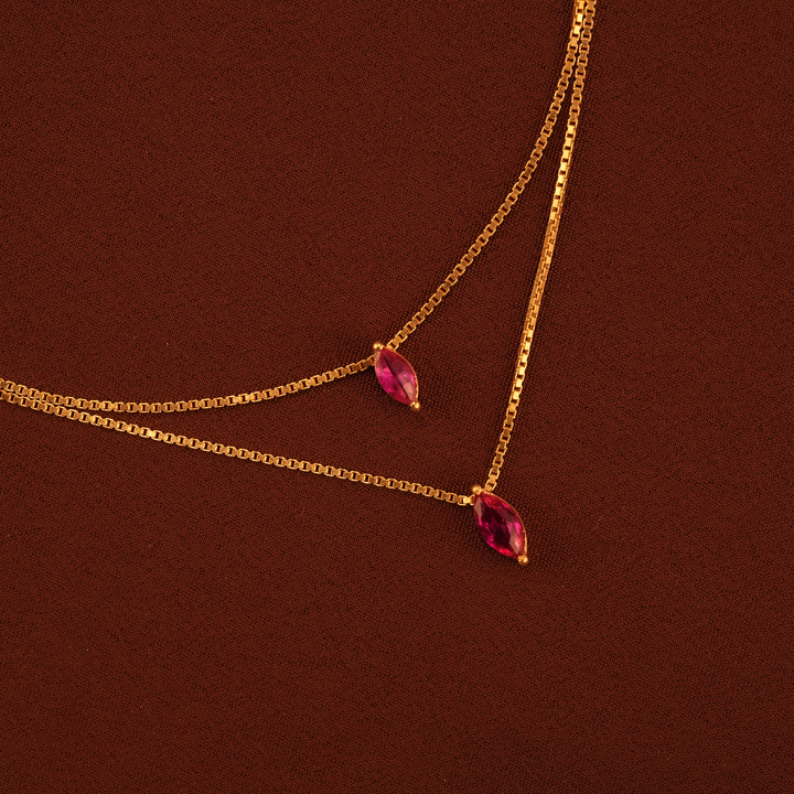 Dual Layer Marquise Ruby Gold Chain