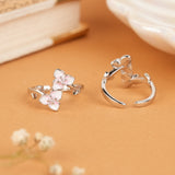 Cute Enamel Cherry Blossom Silver Toe Ring