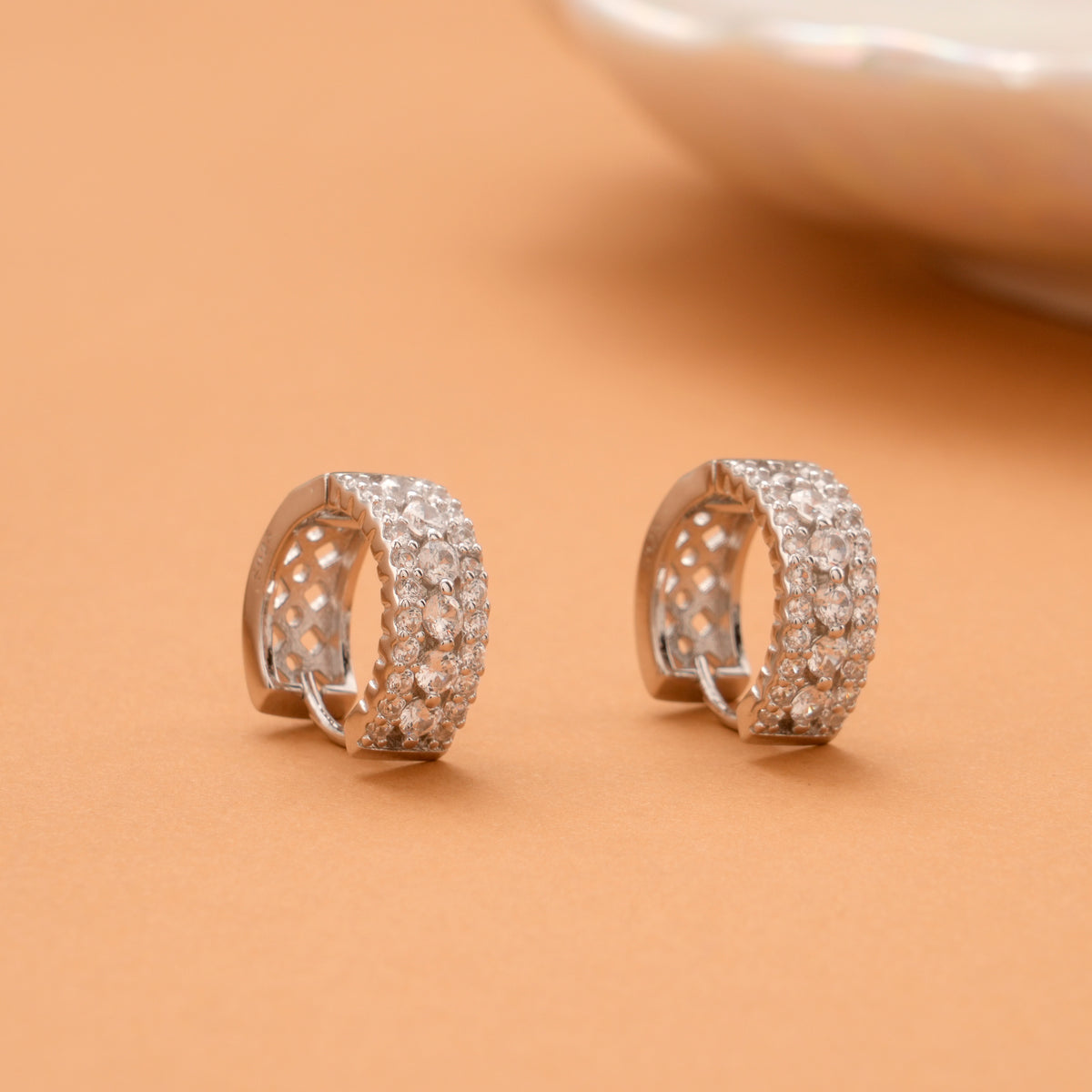 Petal Edge Hoop Silver Earrings
