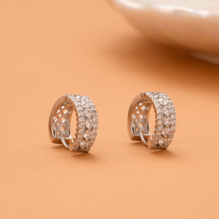 Petal Edge Hoop Silver Earrings