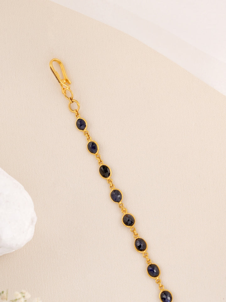Gold Black Stone Drop Bracelet