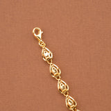 Oval Leaf Blue Stone Casting Golden Bracelet