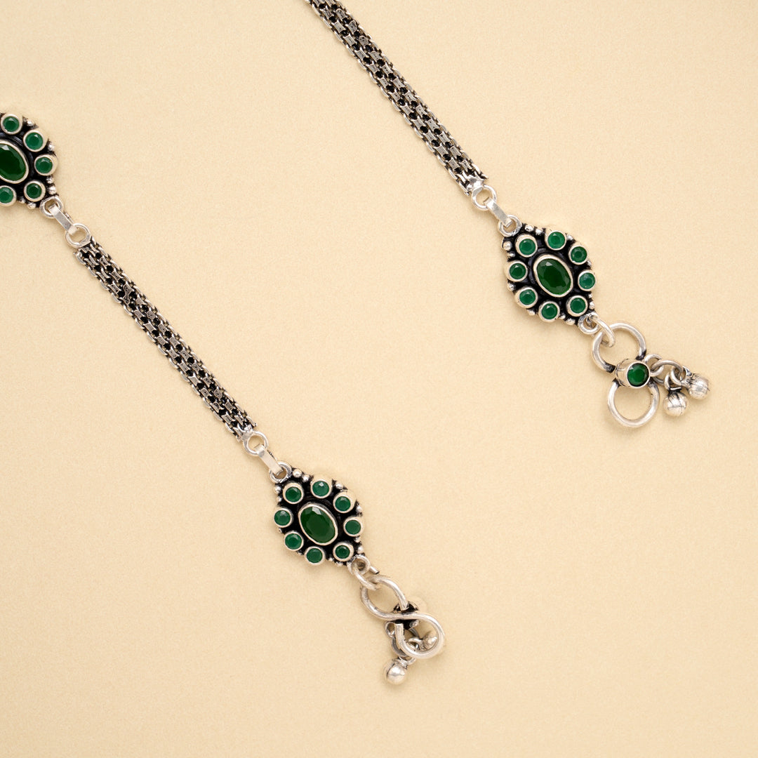 Floral Dew Drop Antique Silver Anklet