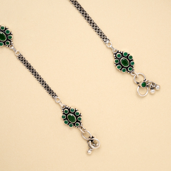 Floral Dew Drop Antique Silver Anklet