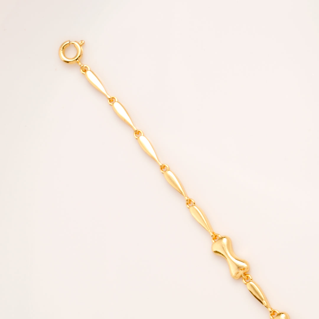 Smooth Curve Golden Link Silver Bracelet