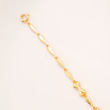 Smooth Curve Golden Link Silver Bracelet