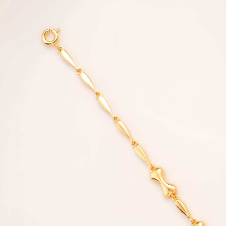 Smooth Curve Golden Link Silver Bracelet