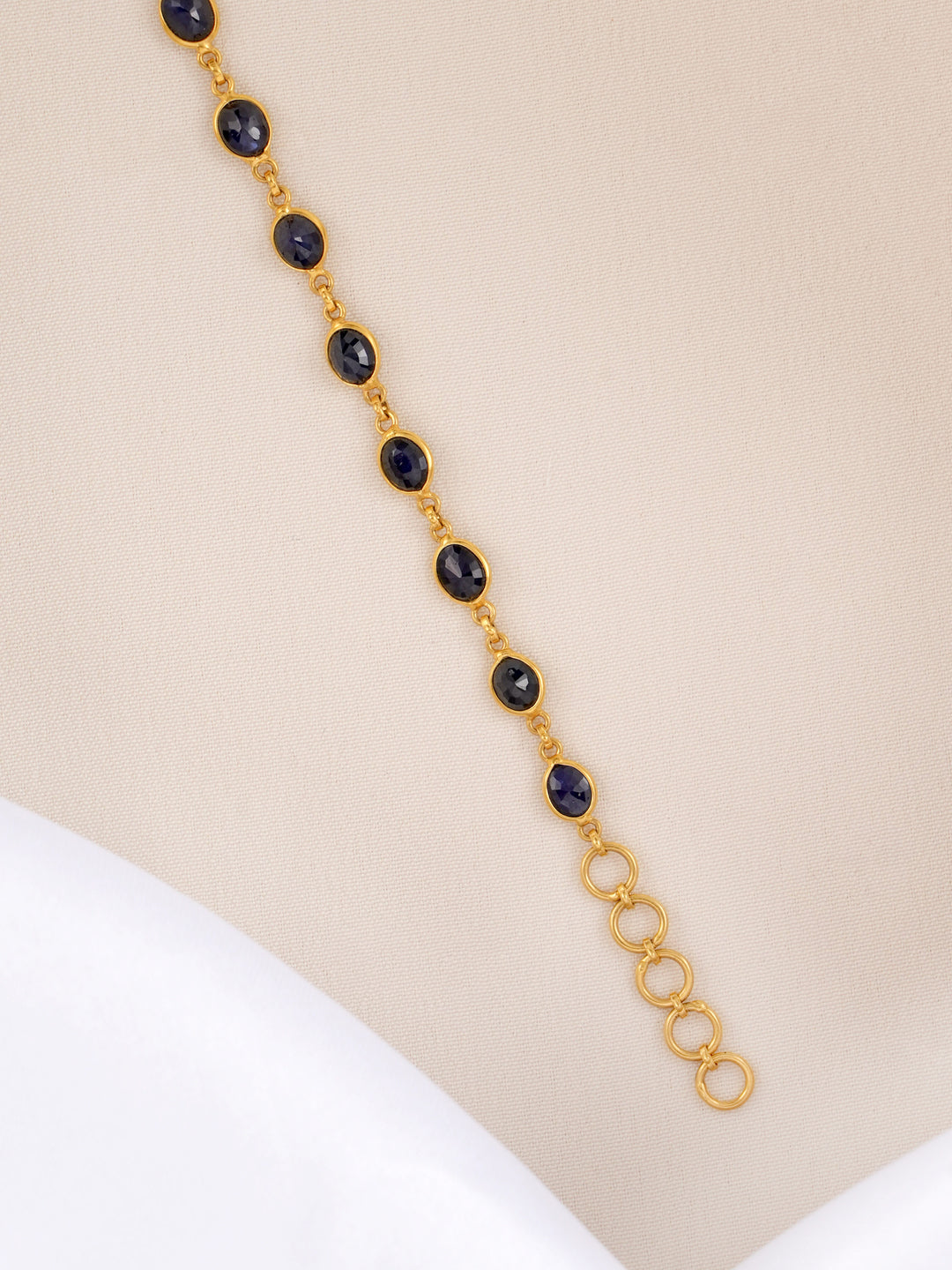 Gold Black Stone Drop Bracelet