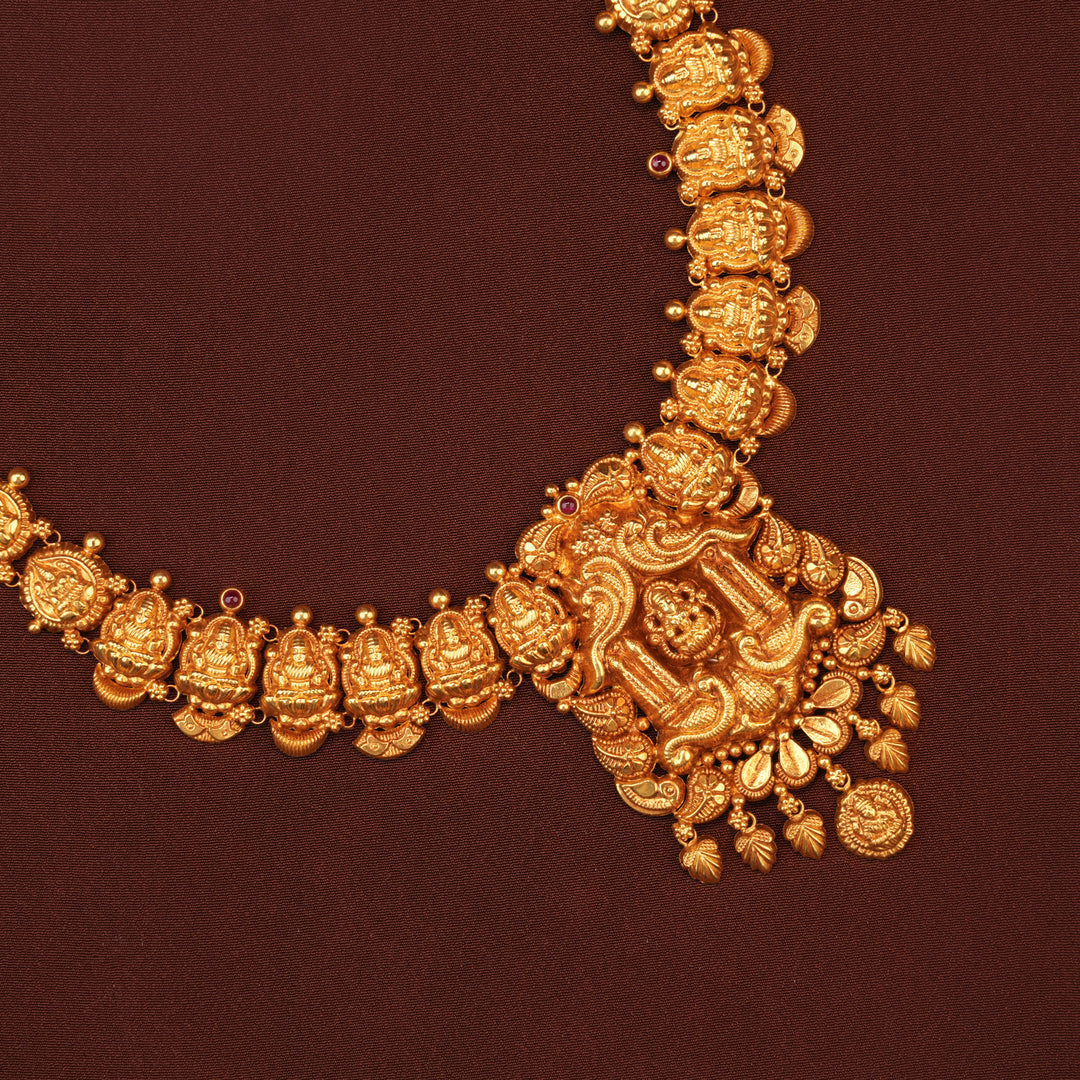 Divine Lakshmi Temple with Gold Drop Necklace