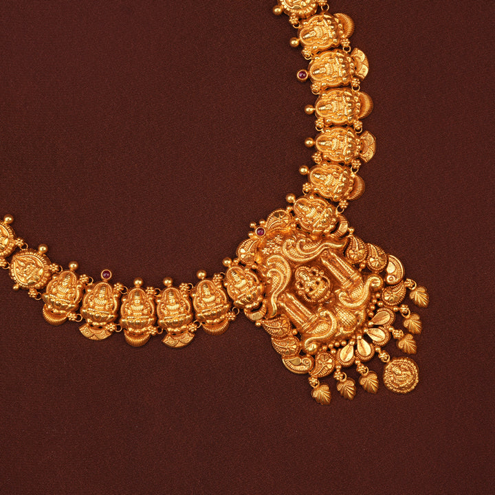 Divine Lakshmi Temple with Gold Drop Necklace