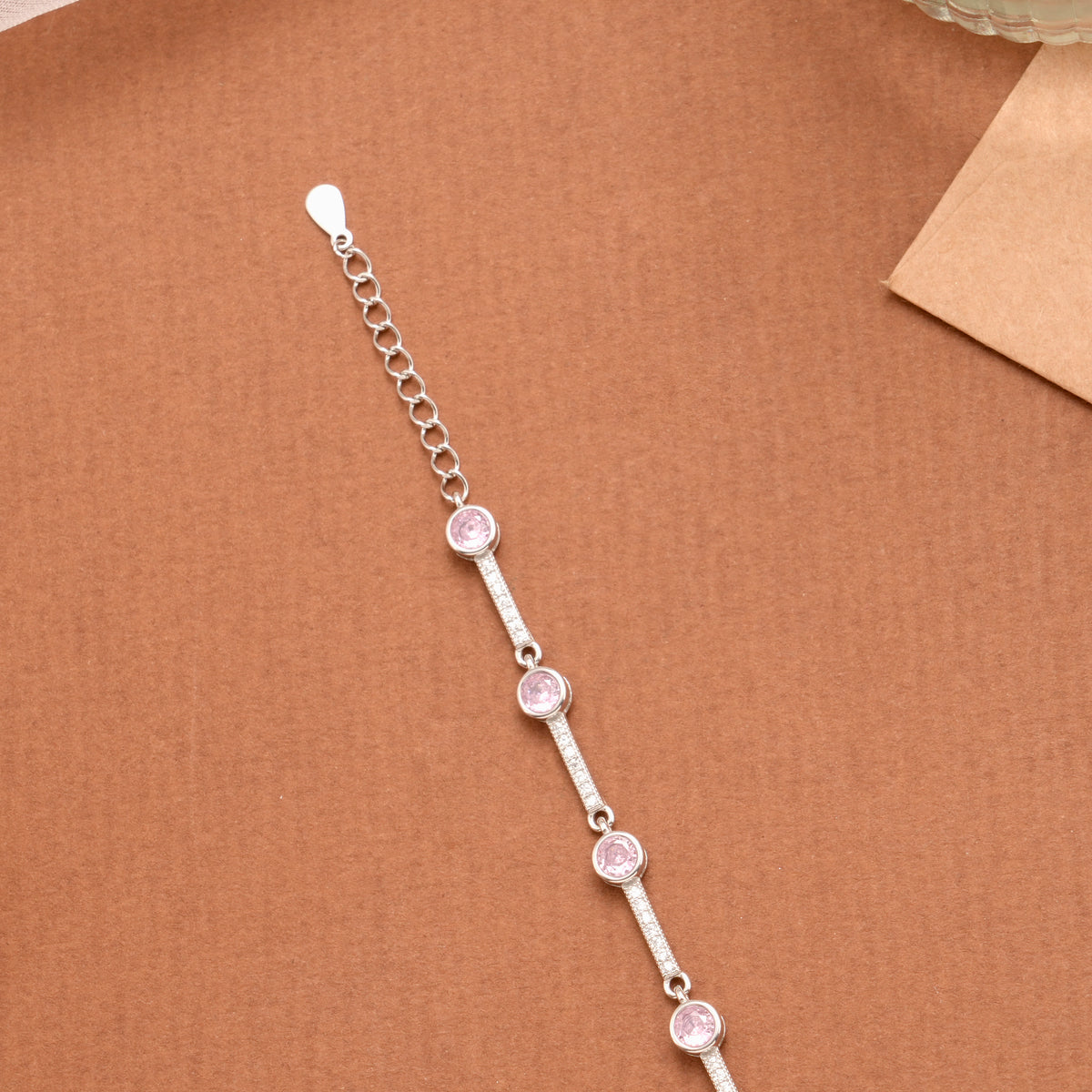 Cute Baby Pink Stone Silver Women’s Bracelet