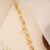Floral Heart Enamel Design Gold Plated Bracelet